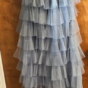 Timiami Blue Layered Tulle Midi Skirt